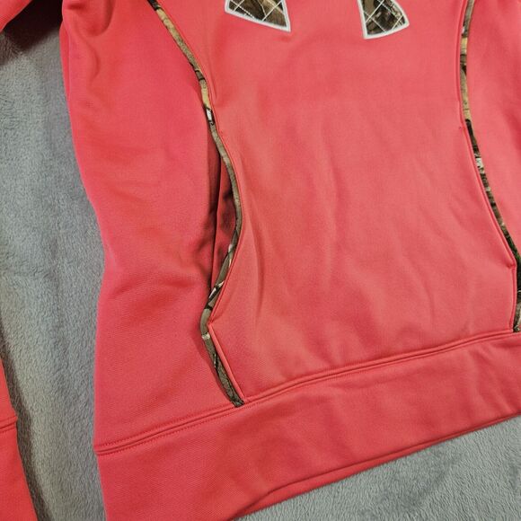 Under Armour Storm Women's M Camo Trim Pink Hoodie Sweatshirt Fleece Semi Fitted - Picture 4 of 9